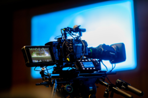 Professional video camera setup in studio