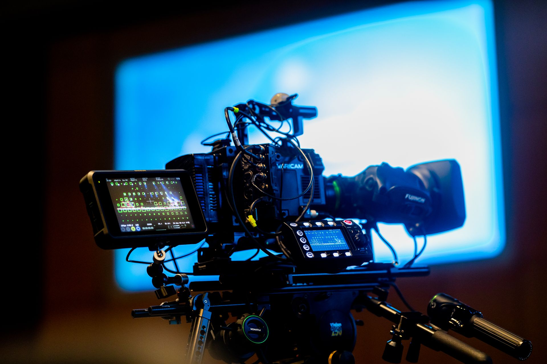 Professional video camera setup in studio