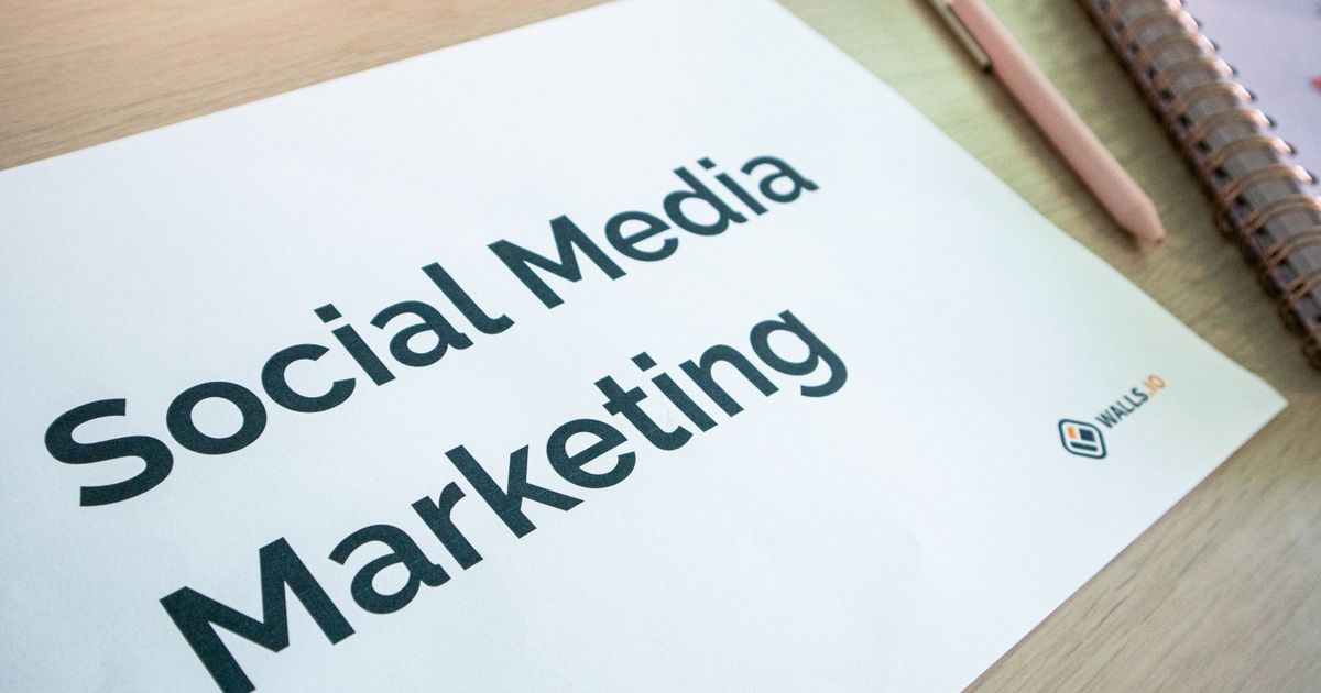 Social media marketing document on desk