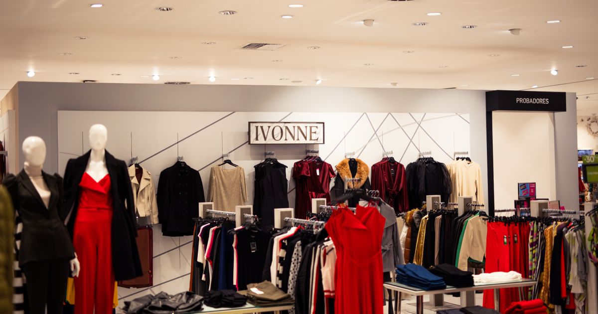 Fashion store interior with clothing displays
