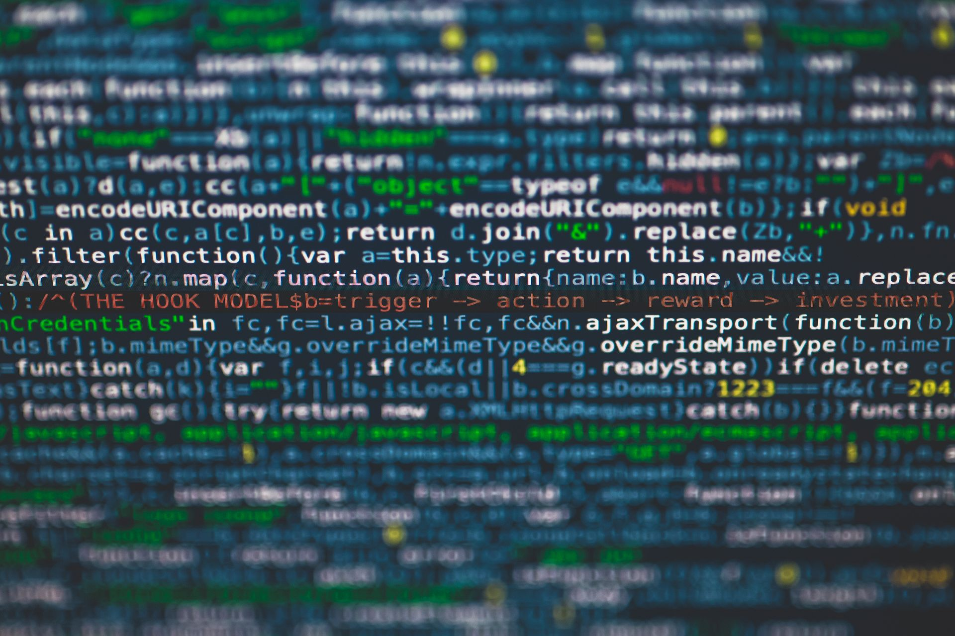 Colorful computer programming code on screen