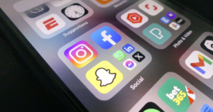 Smartphone showing popular social media apps