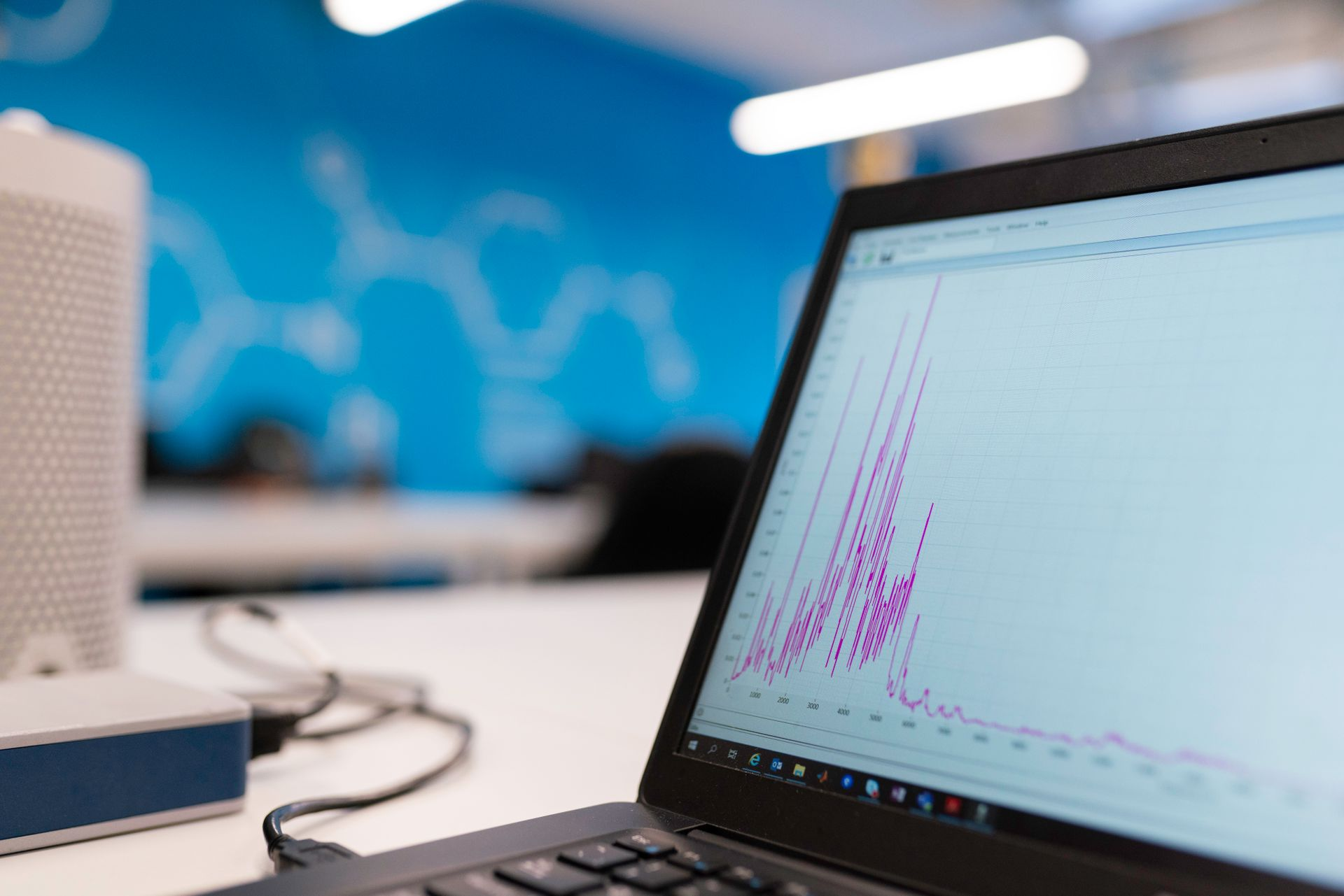 Laptop displaying data analysis graph