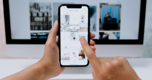 Browsing social media on smartphone