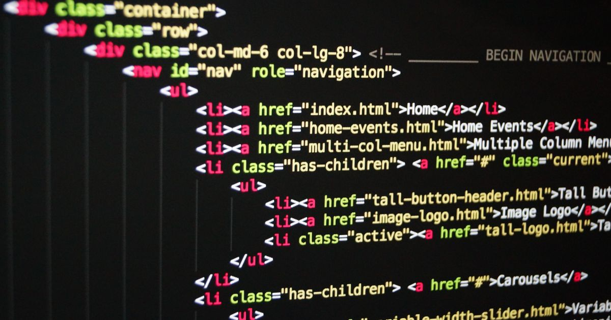 HTML code for website navigation menu