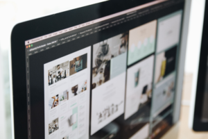 Web design project on computer screen