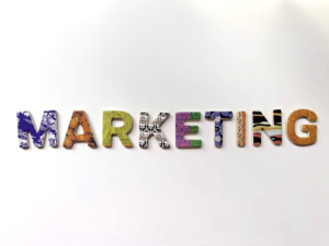 Colorful marketing text on white background