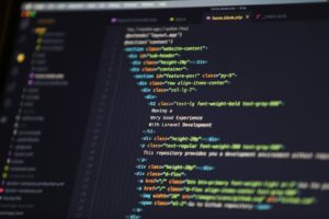 Website HTML code on screen for Core Web Vitals fixes