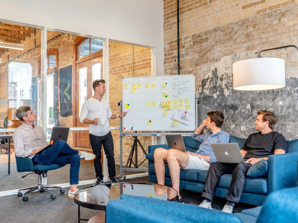 SaaS startup team planning a go-to-market strategy