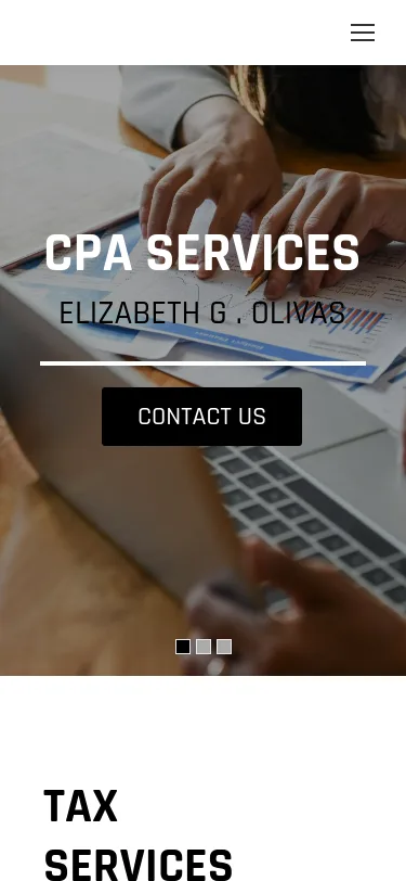 Elizabeth Olivas CPA website design by White Wolf Marketing, mobile view