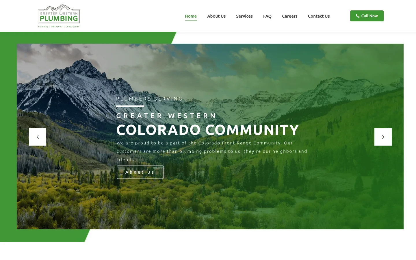 Greater Western Plumbing website design by White Wolf Marketing, desktop view